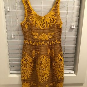 Anthropologie sleevelss yellow lace dress